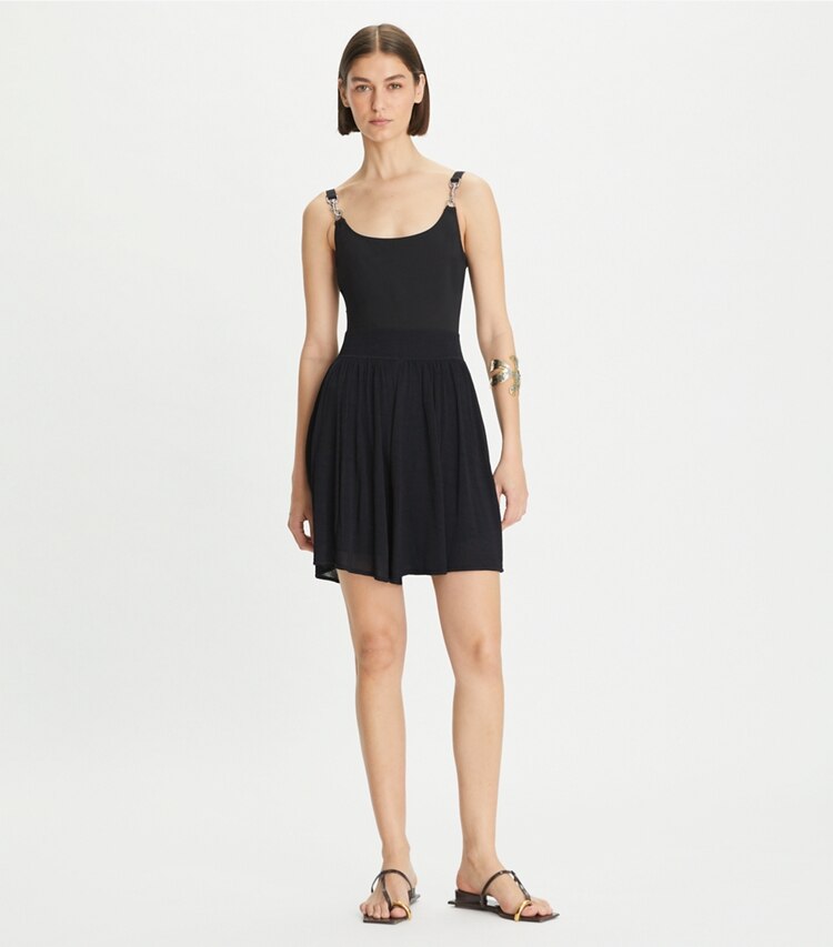 Tory Burch designer bottoms Viscose Knit Short in Black on model front