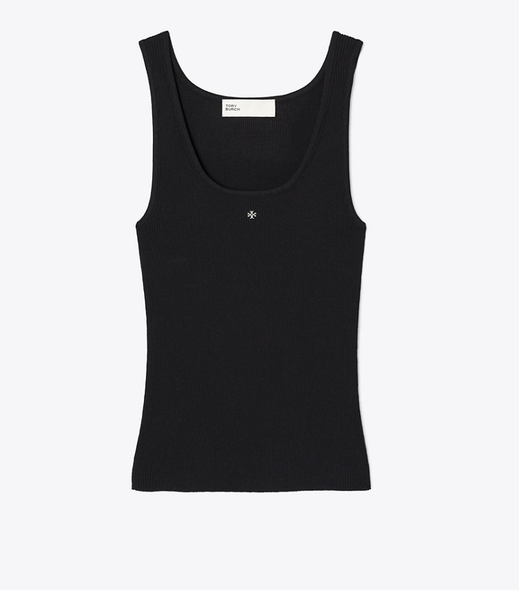 Tory Burch designer tops Viscose Knit Tank Top in Black front