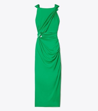 Tory Burch designer dresses Viscose Knot Dress in Spring Jade front