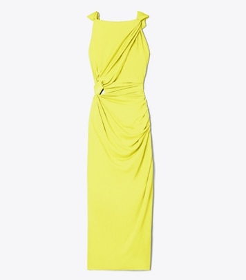 Tory Burch designer dresses Viscose Knot Dress in Bright Banana front