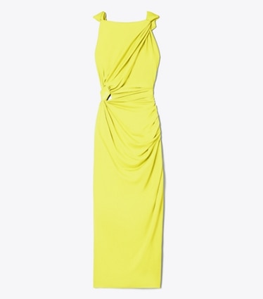 Tory Burch designer dresses Viscose Knot Dress in Bright Banana front