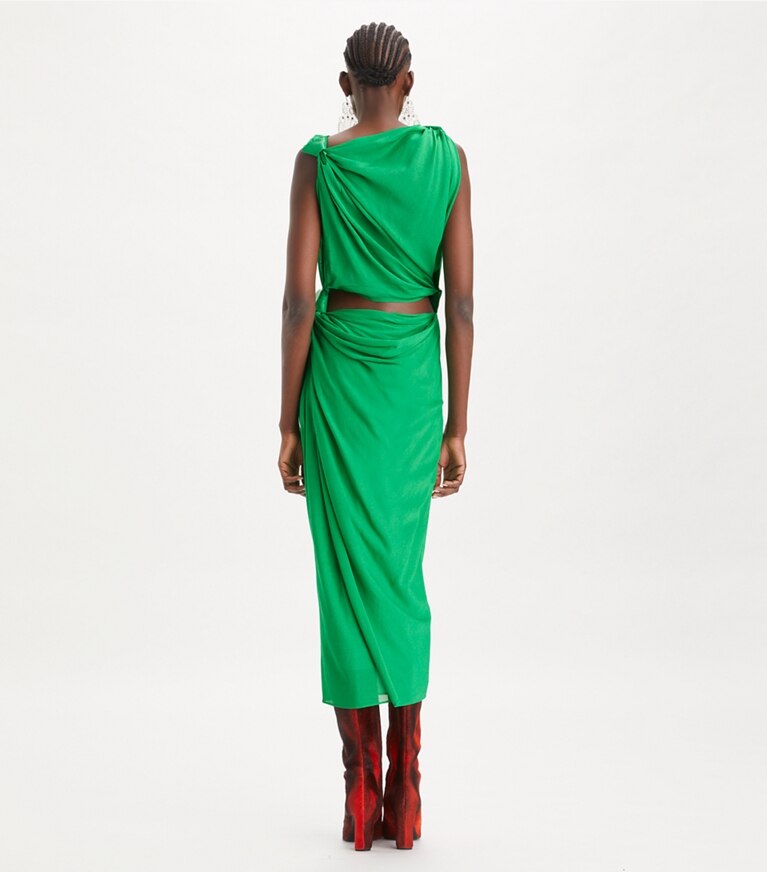 Tory Burch designer dresses Viscose Knot Dress in Spring Jade front