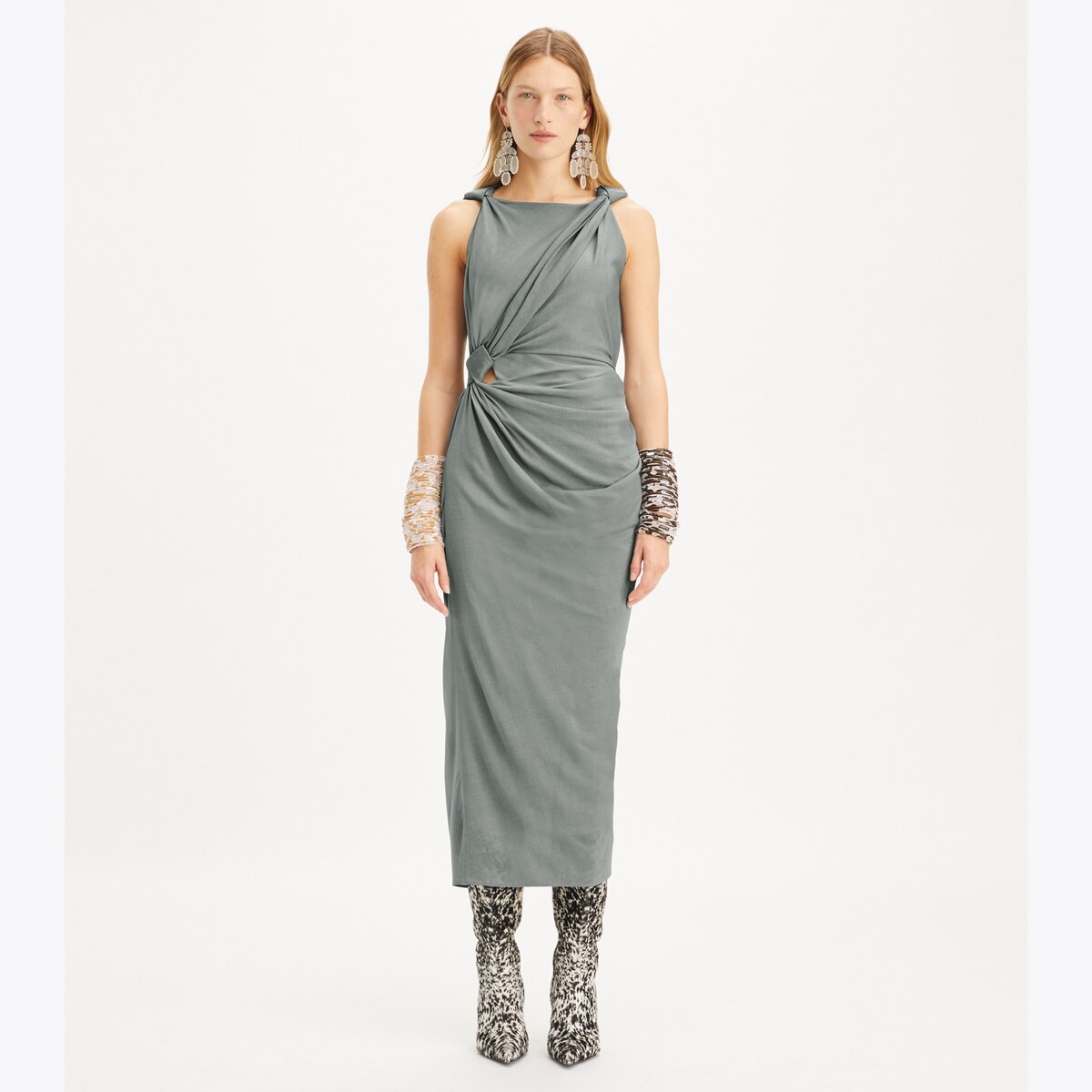viscose-knot-dress-on-model- viscose-knot-dress-on-model-