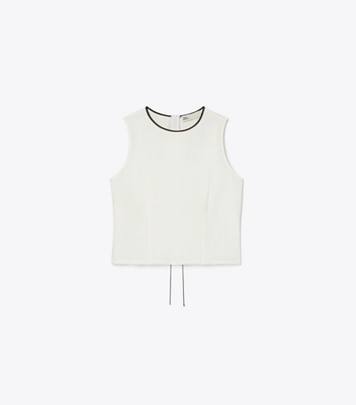 Tory Burch designer tops Viscose Linen Shell Top in White front