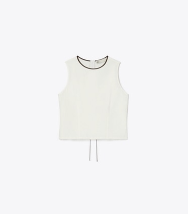 Tory Burch designer tops Viscose Linen Shell Top in White front