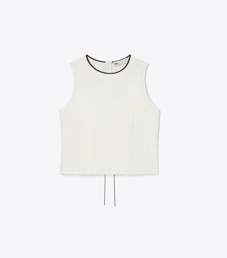 Tory Burch designer tops Viscose Linen Shell Top in White front