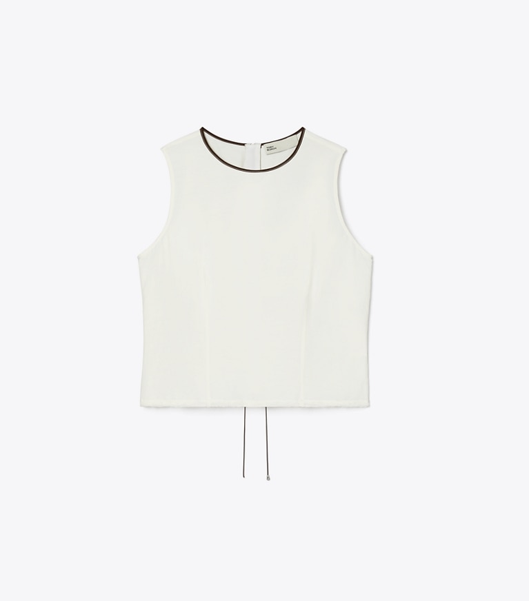 Tory Burch designer tops Viscose Linen Shell Top in White front