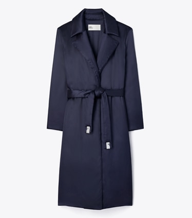 Tory Burch designer coats Viscose Padded Coat in Medium Navy front