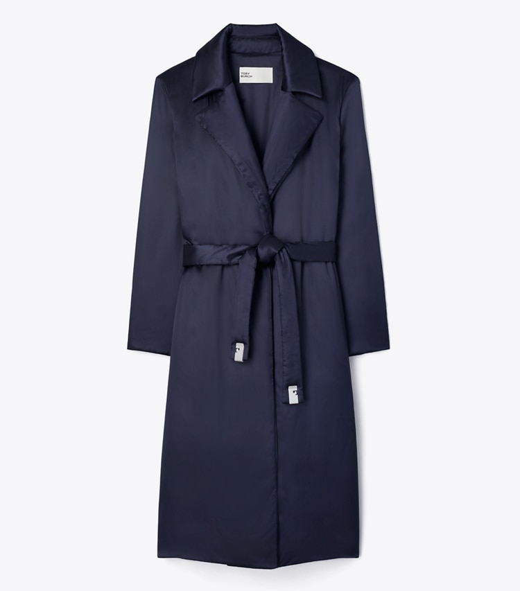Tory Burch designer coats Viscose Padded Coat in Medium Navy front