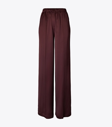 Tory Burch designer bottoms Viscose Pant in Dark Sangria front
