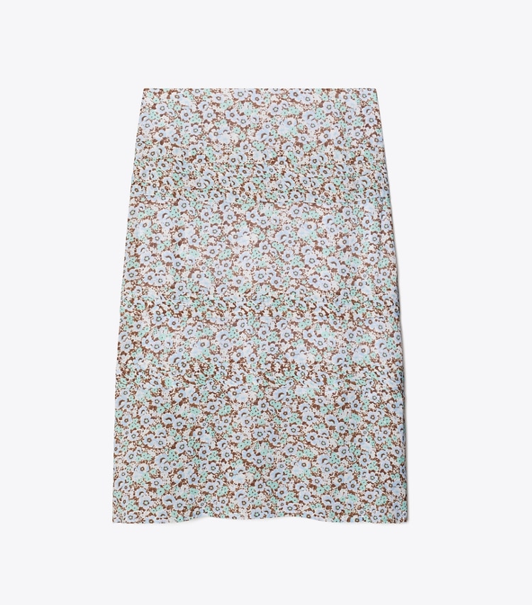 Tory Burch designer bottoms Viscose Pleated Skirt in Blue Floral front
