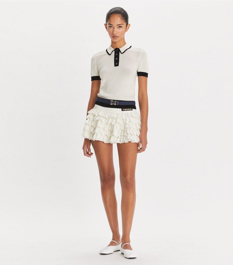 Tory Sport designer セーター レーヨン ポインテール セーター in NEW IVORY front