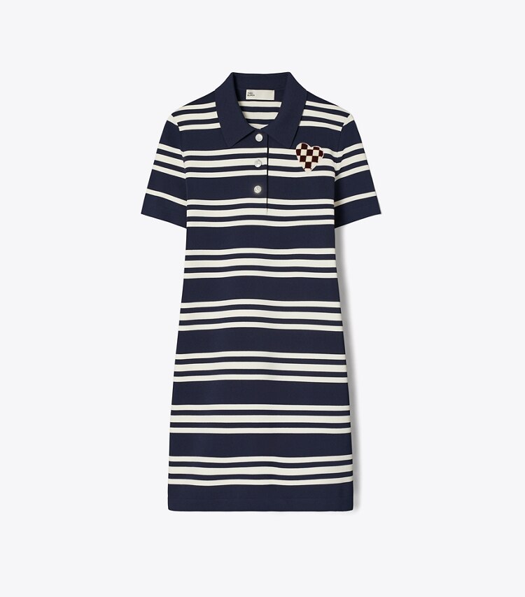 Tory Burch designer dresses Viscose Polo Dress in Tory Navy City Stripe front