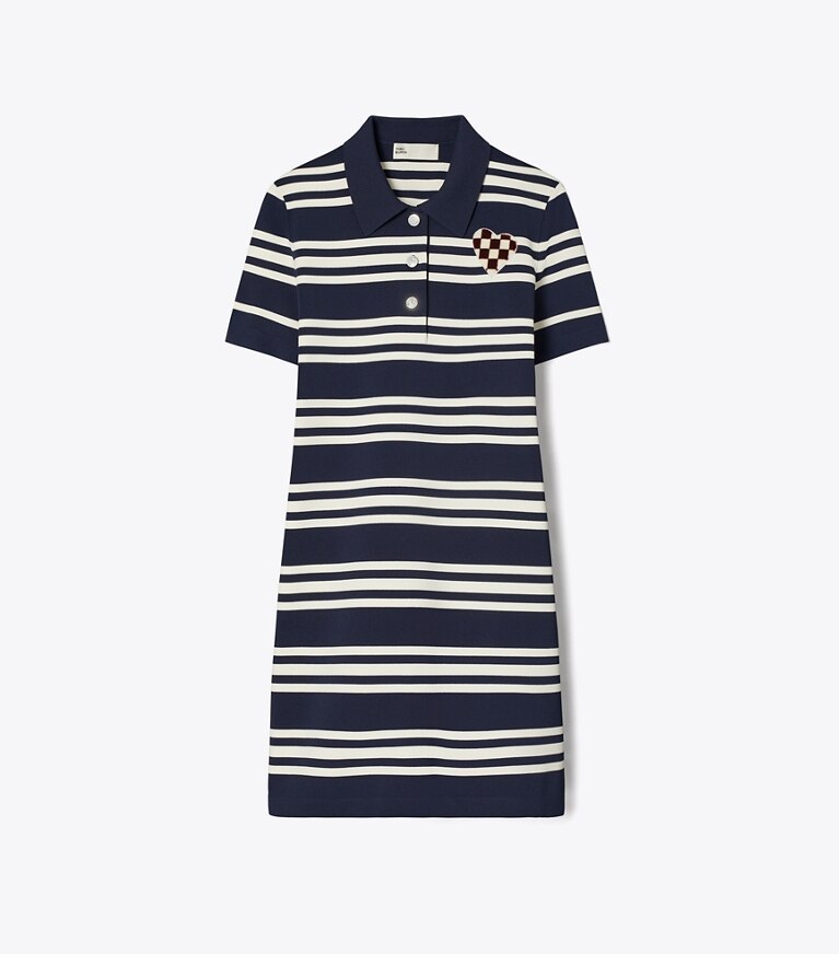 Tory Burch designer dresses Viscose Polo Dress in Tory Navy City Stripe front