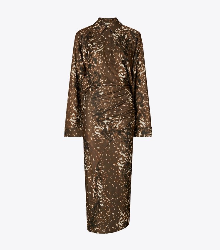 Tory Burch designer dresses Viscose Shirtdress in Chocolate Brown Fawn front