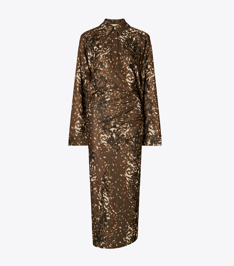 Tory Burch designer dresses Viscose Shirtdress in Chocolate Brown Fawn front