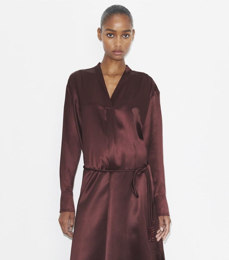 Tory Burch designer dresses Viscose Shirtdress in Dark Sangria front
