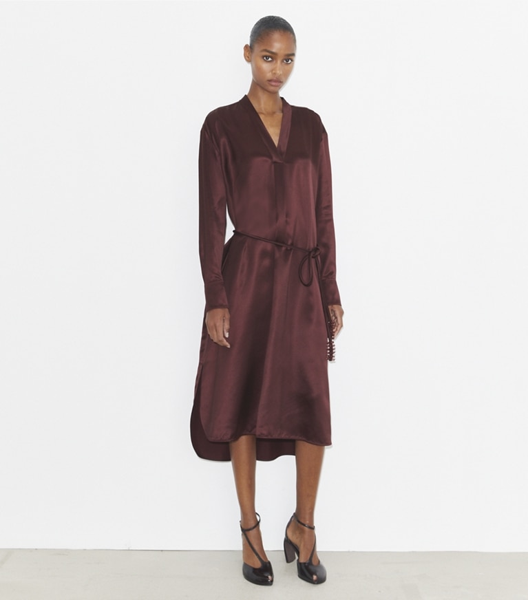 Tory Burch designer dresses Viscose Shirtdress in Dark Sangria front