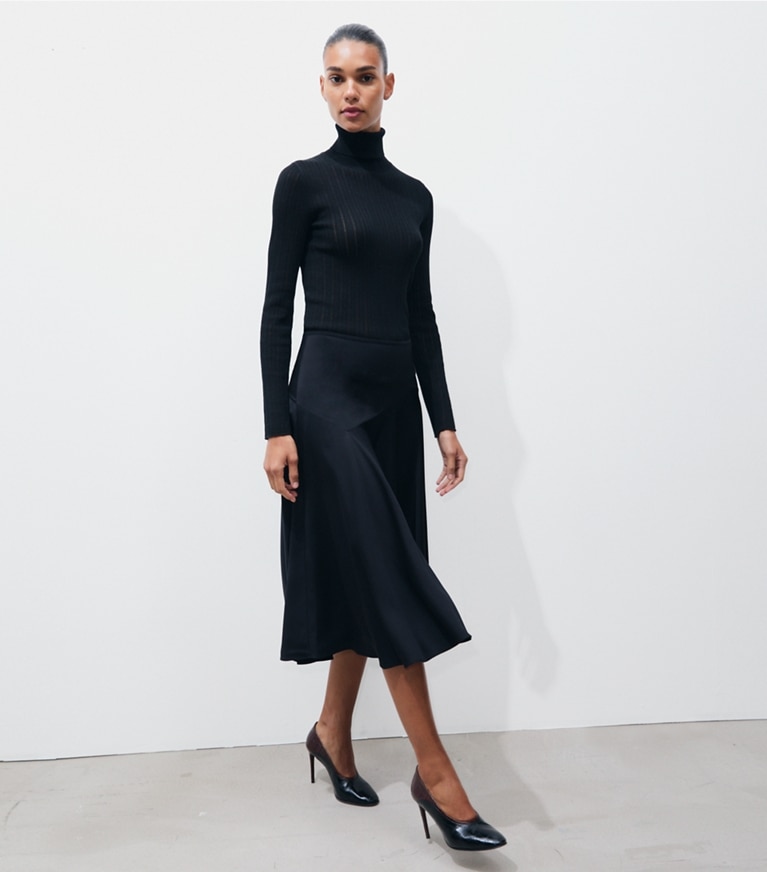 Tory Burch designer bottoms Viscose Skirt in BLACK additional on model