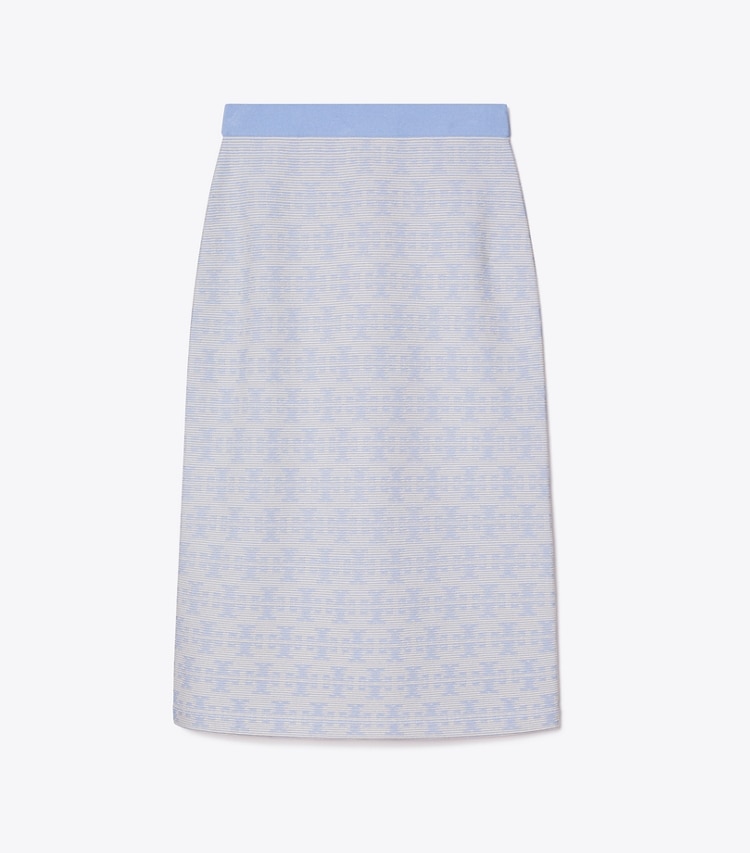 Tory Burch designer bottoms Viscose Skirt in Vanilla / Blue front