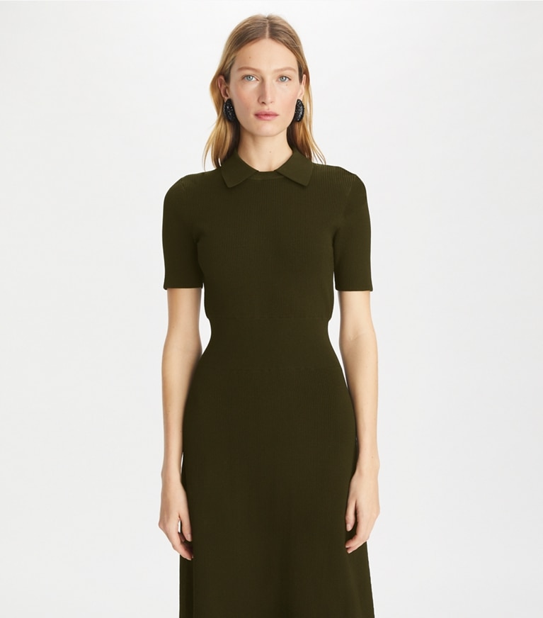 Tory Burch designer dresses Viscose Sweater Dress in Dark Rich Earth front