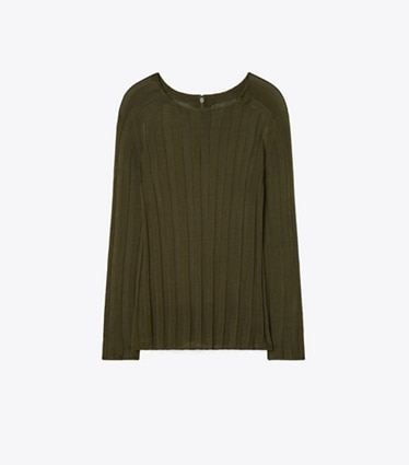 Tory Burch designer sweaters Viscose Sweater in Chocolate Hazelnut front