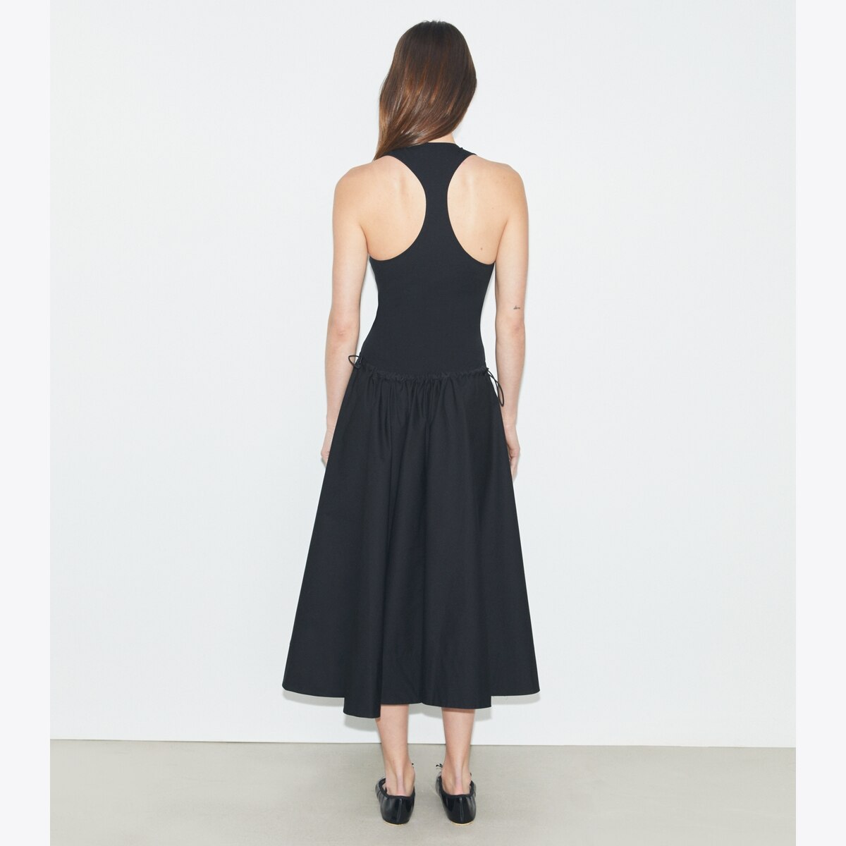ワンピース Tory Burch FW25 Black viscose blend dress (170760 001) Embellished Viscose Ruched Dress: Women's Designer Dresses