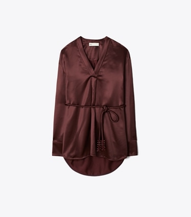 Tory Burch designer tops Viscose Top in Dark Sangria front