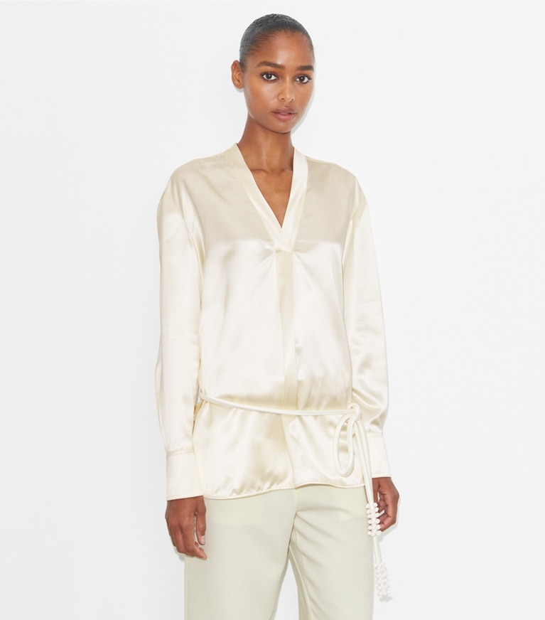 Tory Burch designer tops Viscose Top in French Cream front
