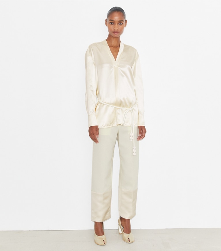 Tory Burch designer tops Viscose Top in French Cream front