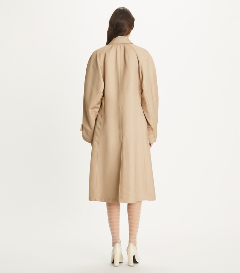 Tory Burch designer coats Viscose Trench Coat in Beige Sky front