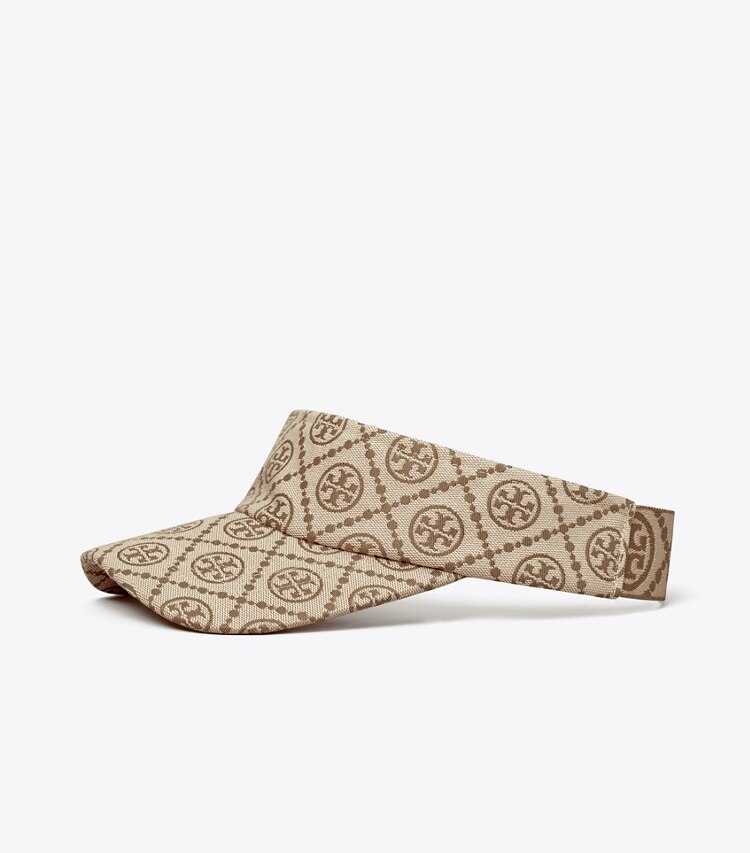 Tory Burch diseñador sombreros Visera con monograma de T en Hazel frontal
