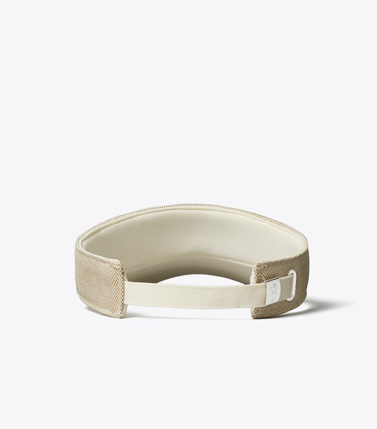 Tory Burch diseñador sombreros Visera de lona con logotipo en Natural Brown volver