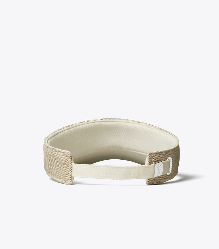 Tory Burch diseñador sombreros Visera de lona con logotipo en Natural Brown volver