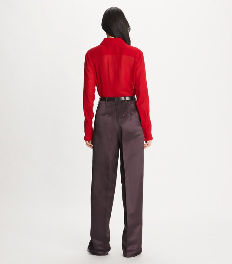 Tory Burch designer oberteile Viskosehemd mit Manschetten in Crimson Clover on model back