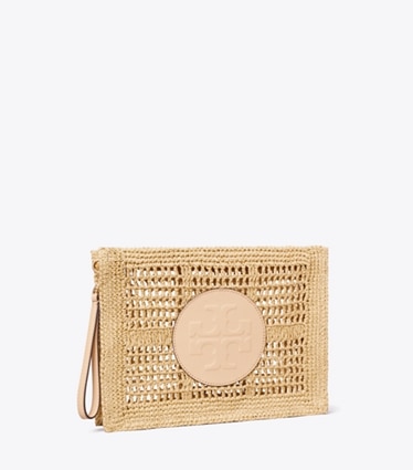 Tory Burch designer portemonnais Von Hand gehäkelte Ella Clutch in Natural angle