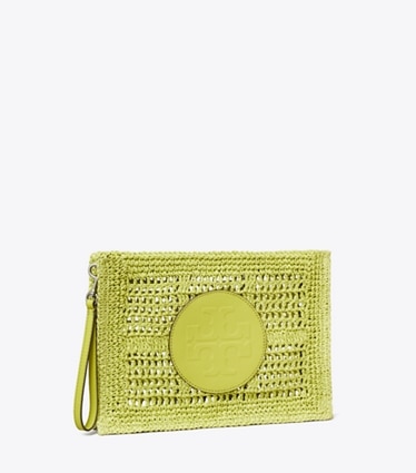 Tory Burch designer portemonnais Von Hand gehäkelte Ella Clutch in Citrus Green angle