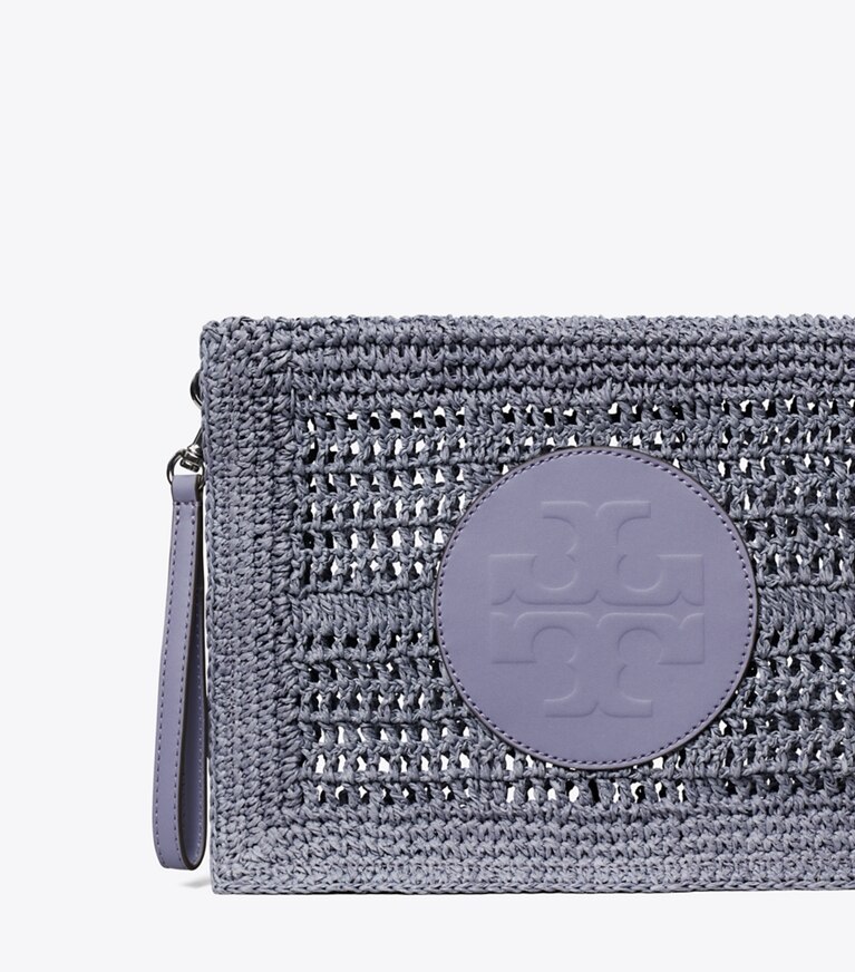 Tory Burch designer portemonnais Von Hand gehäkelte Ella Clutch in Gray detail
