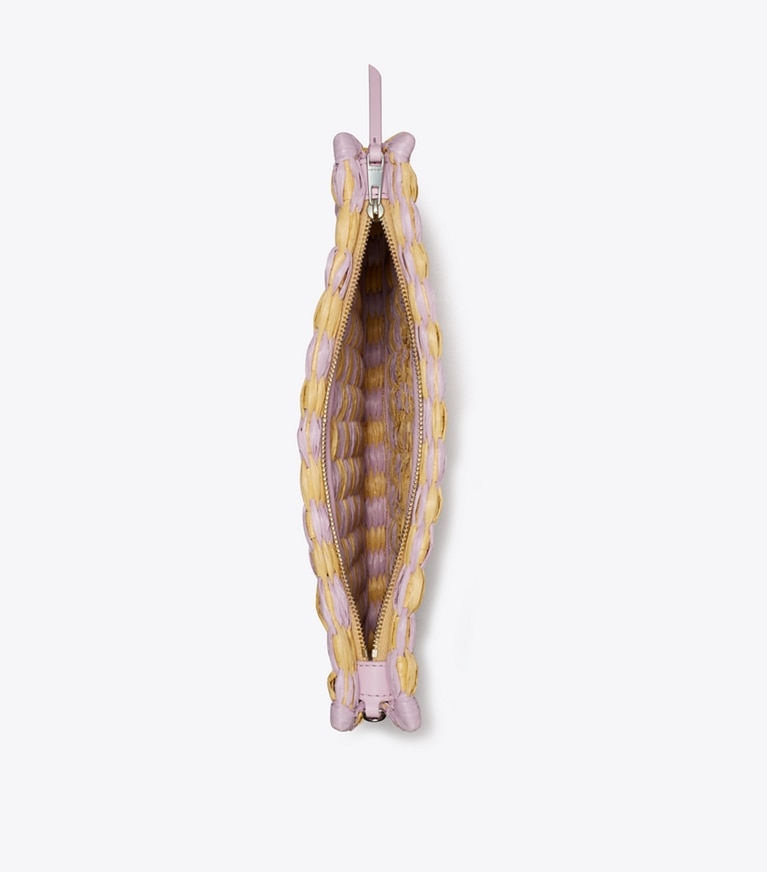 Tory Burch designer wristlets Von Hand gehäkelte Ella Clutch in Pale Purple angle