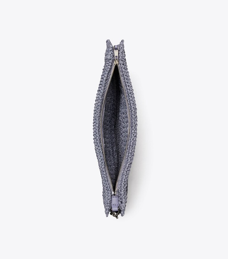 Tory Burch designer portemonnais Von Hand gehäkelte Ella Clutch in Gray von oben