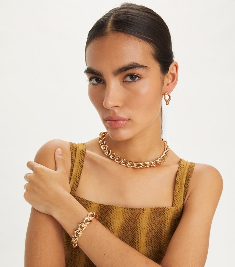 Tory Burch designer halsketten Wünschelruten-Halskette in Tory Gold front