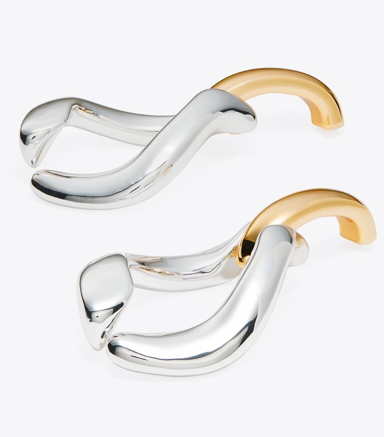 Tory Burch designer ohrringe Wünschelruten-Ohrring in Light Brass / Light Silver front
