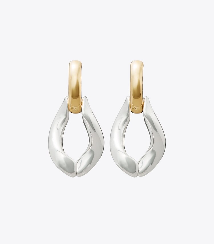 Tory Burch designer ohrringe Wünschelruten-Ohrring in Light Brass / Light Silver front