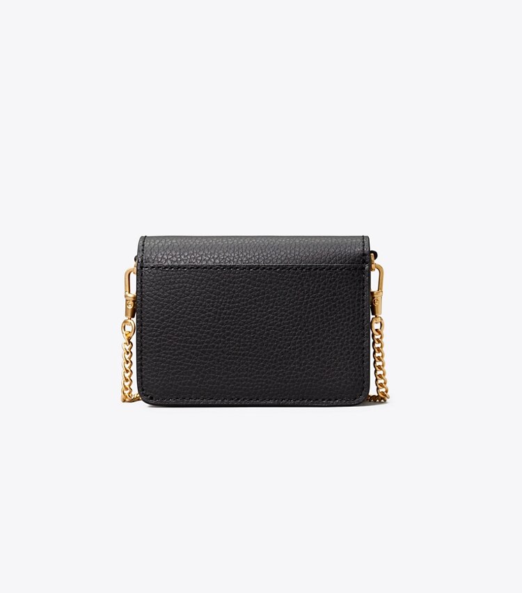Tory Burch designer wallets Walker Nano Chain Wallet in Black back