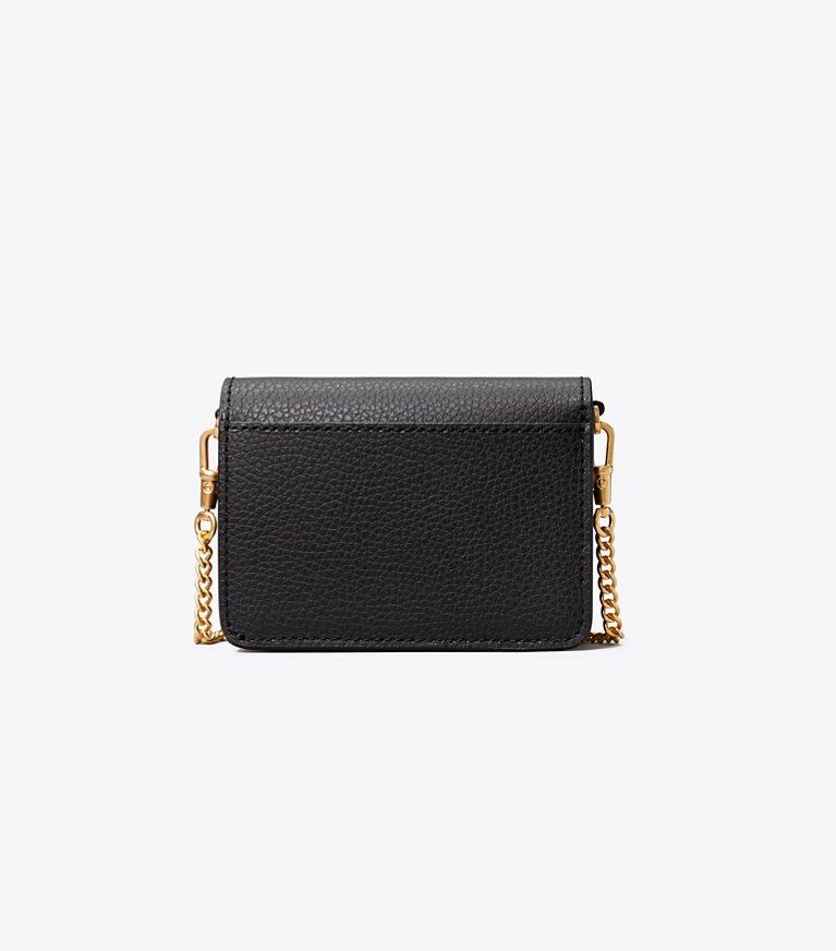 Tory Burch designer wallets Walker Nano Chain Wallet in Black angle