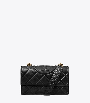 Tory Burch designer schultertaschen Wandelbare Fleming Schultertasche, klein in Black front