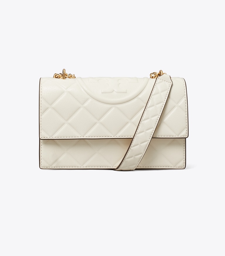 Tory Burch designer schultertaschen Wandelbare Fleming Schultertasche, klein in Light Cream front