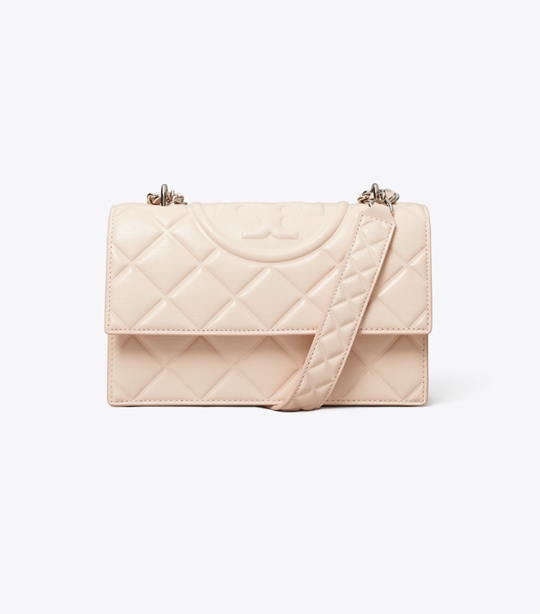 Tory Burch designer schultertaschen Wandelbare Fleming Schultertasche, klein in Soft Pink angle