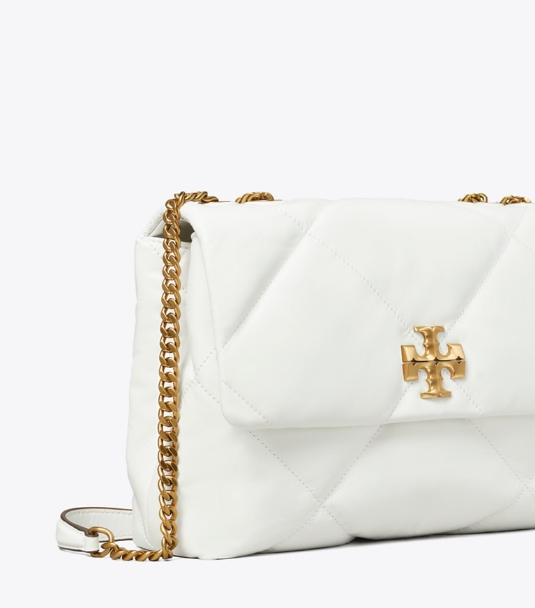 Tory Burch designer schultertaschen Wandelbare Kira Schultertasche mit Rautensteppung in Blanc angle