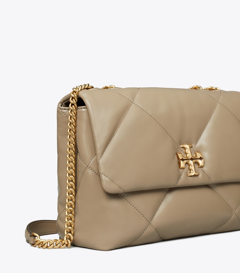 Tory Burch designer schultertaschen Wandelbare Kira Schultertasche mit Rautensteppung in Taupe Oak angle